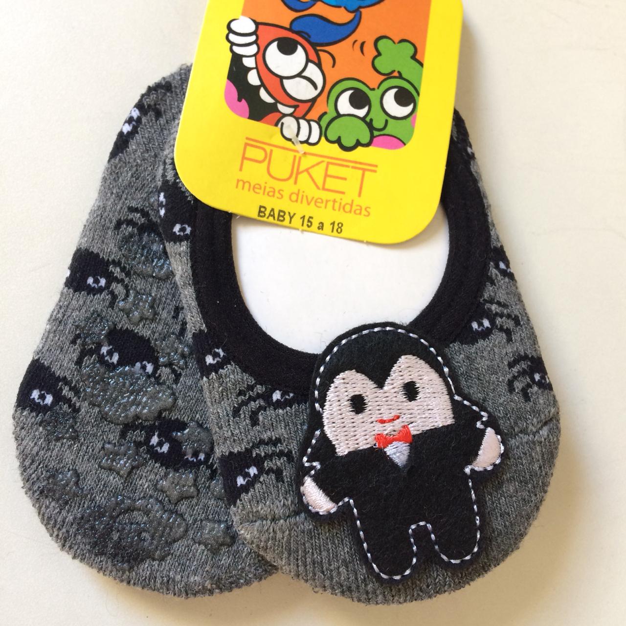 Meia Sapatinho Divertido Vampiro com Antiderrapante Puket Tudo